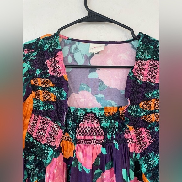 NWT Anthropologie Plenty by Tracy Reese Puff-Sleeved Floral Blouse Pink; size S - Picture 2 of 7